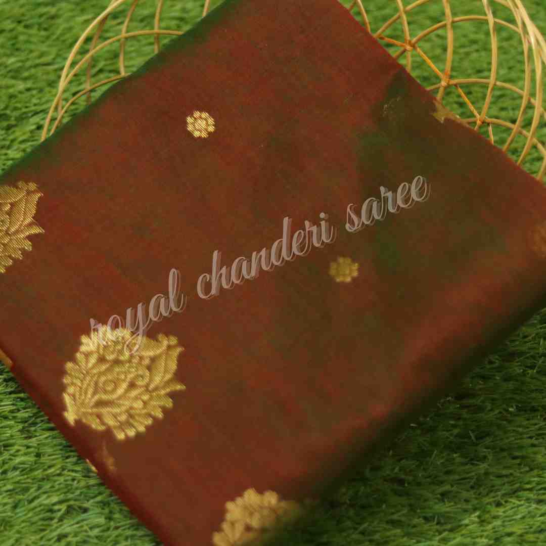 Brown Chanderi Cotton Silk Saree