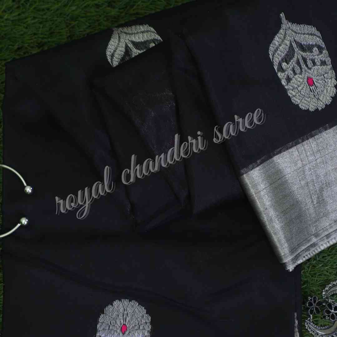 Black Chanderi Silk Cotton Sarees