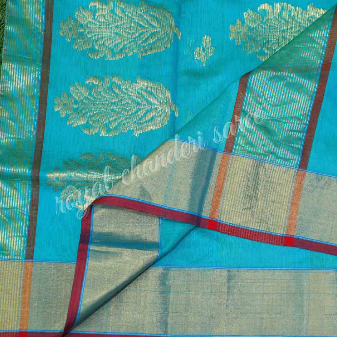 Blue Chanderi Silk Saree