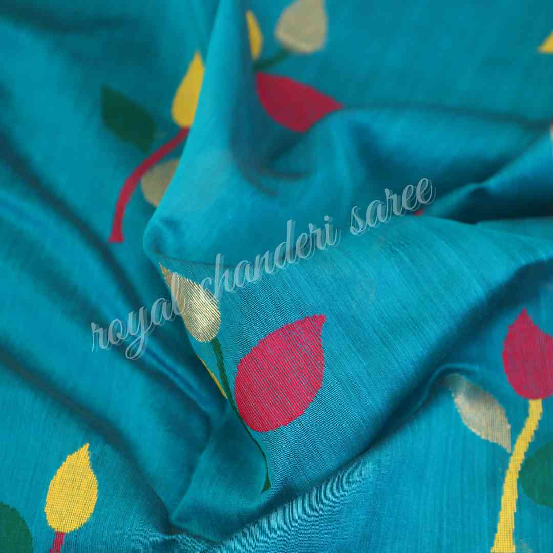 Blue Chanderi Silk Cotton Saree