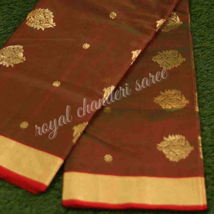 Brown Chanderi Silk Cotton Saree - Royal Chanderi Saree