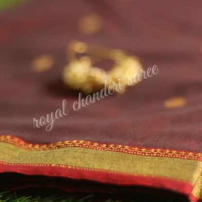 Brown Chanderi Silk Cotton Saree