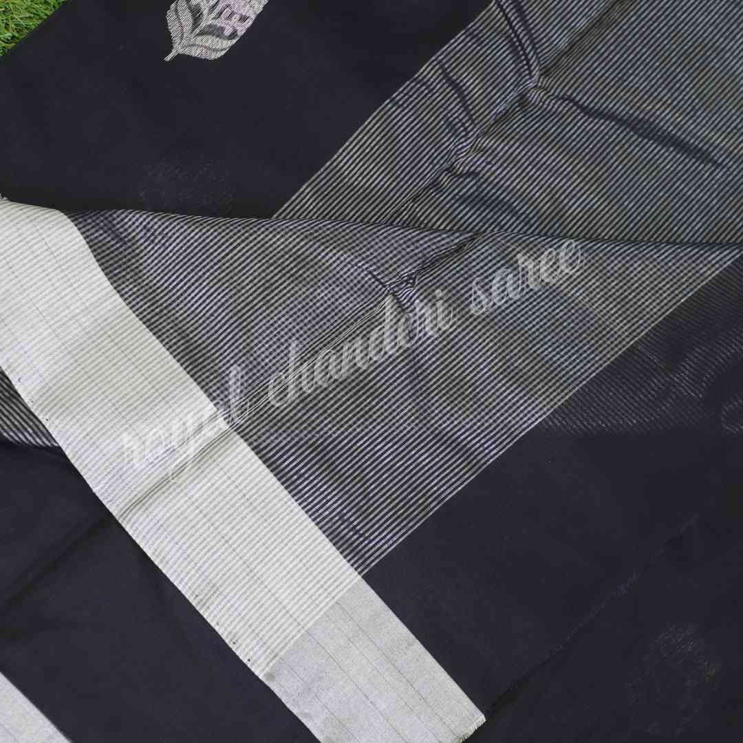 Black Chanderi Silk Cotton Sarees