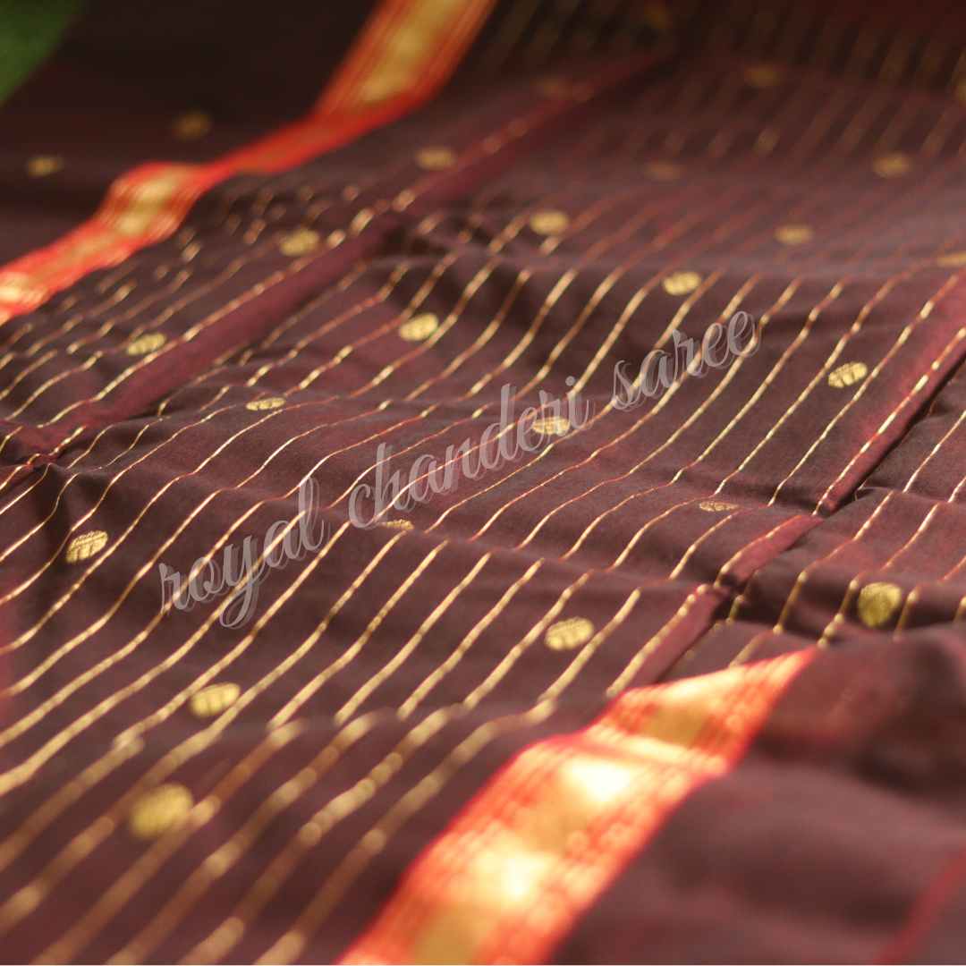 Brown Chanderi Silk Cotton Saree