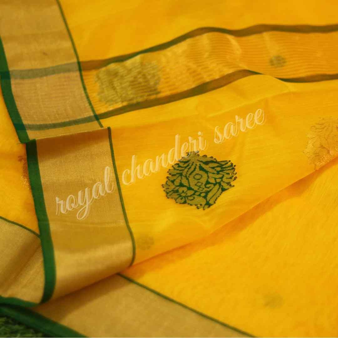 Yellow Chanderi Silk Cotton Saree - Royal Chanderi Saree
