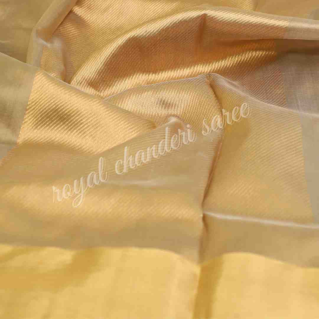 Golden Chanderi Silk Saree