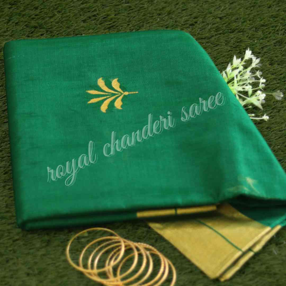 Green Chanderi Silk Cotton Eknaliya Saree