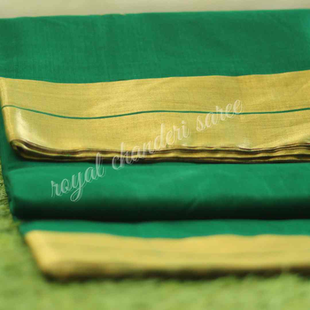 Green Chanderi Silk Cotton Eknaliya Saree