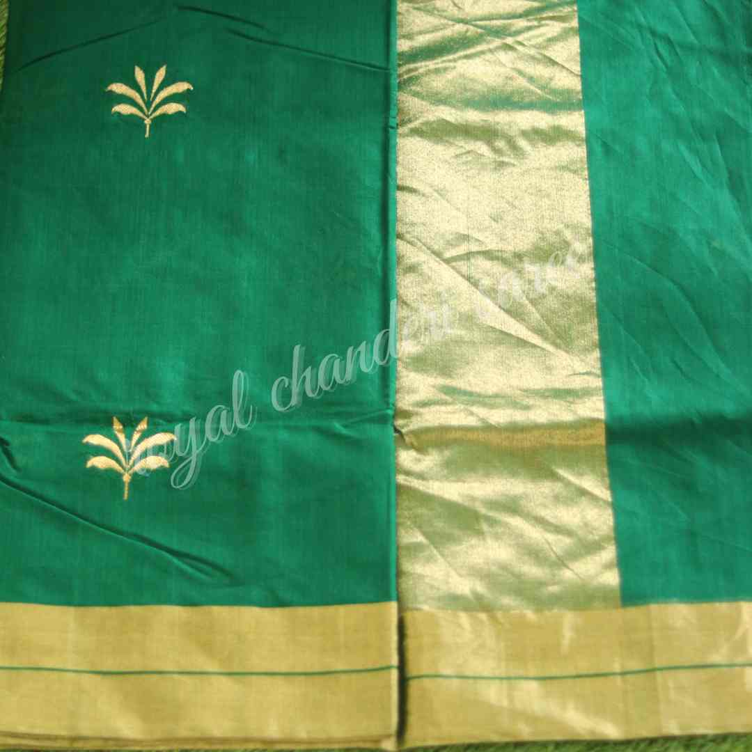 Green Chanderi Silk Cotton Eknaliya Saree