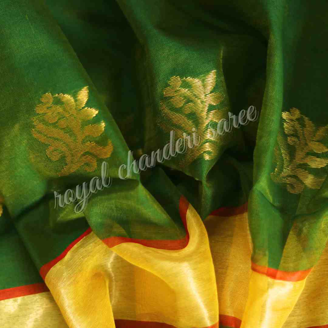 Green Chanderi Silk Cotton Saree