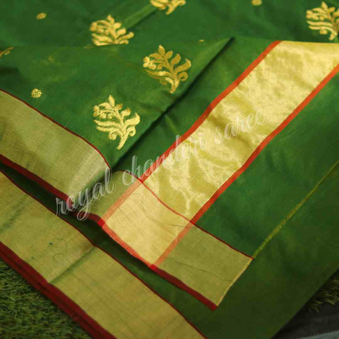 Green Chanderi Silk Cotton Saree