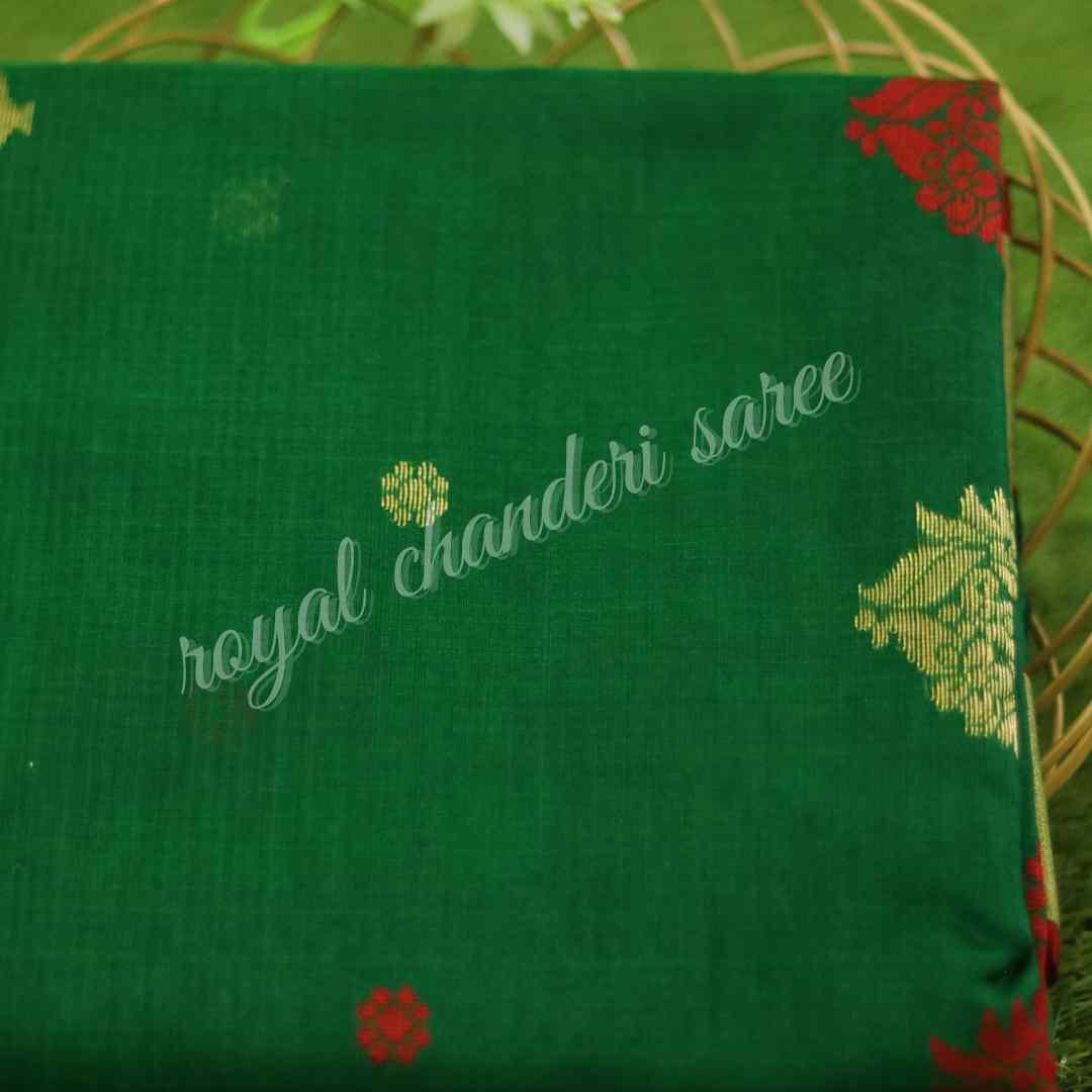 Green Chanderi Silk Cotton Saree - Royal Chanderi Saree