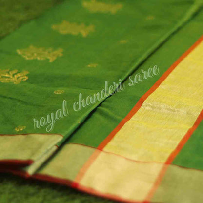 Green Chanderi Silk Cotton Saree