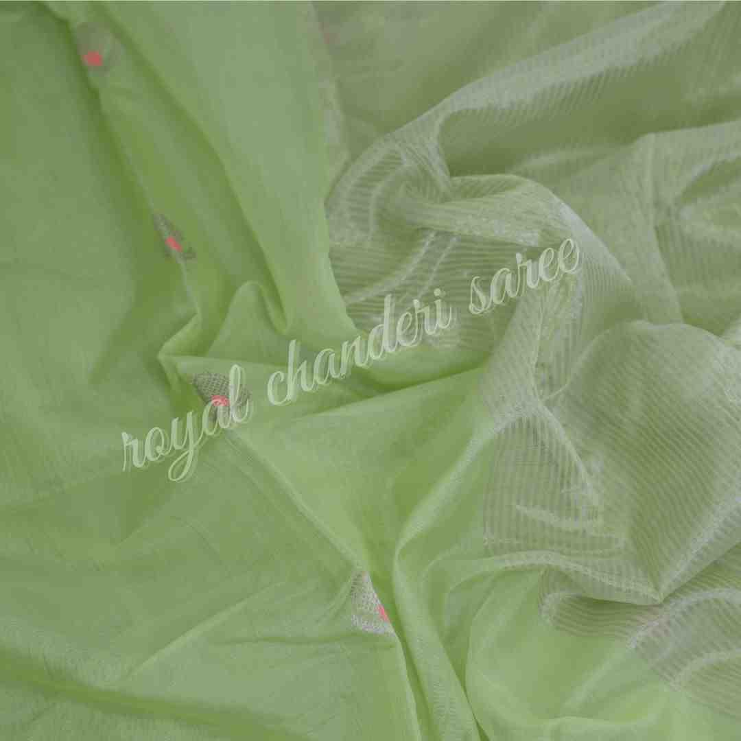 Light Green Chanderi Silk Cotton Eknaliya Saree - Royal Chanderi Saree