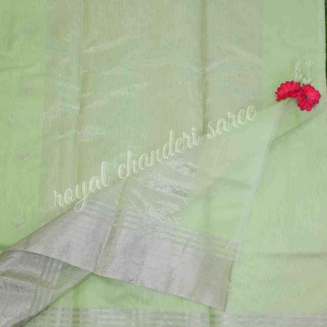 Light Green Chanderi Silk Cotton Eknaliya Saree - Royal Chanderi Saree
