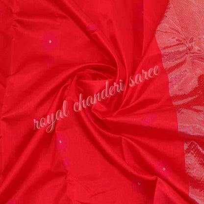 Red And Pink Karishma Kapoor Chanderi Silk Saree - Royal Chanderi Saree