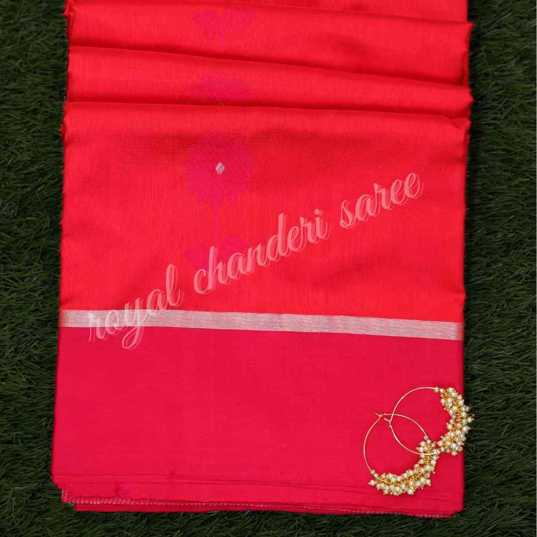 Red And Pink Karishma Kapoor Chanderi Silk Saree - Royal Chanderi Saree