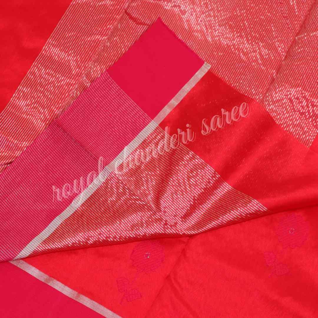 Red And Pink Karishma Kapoor Chanderi Silk Saree - Royal Chanderi Saree