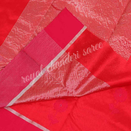 Red And Pink Karishma Kapoor Chanderi Silk Saree - Royal Chanderi Saree