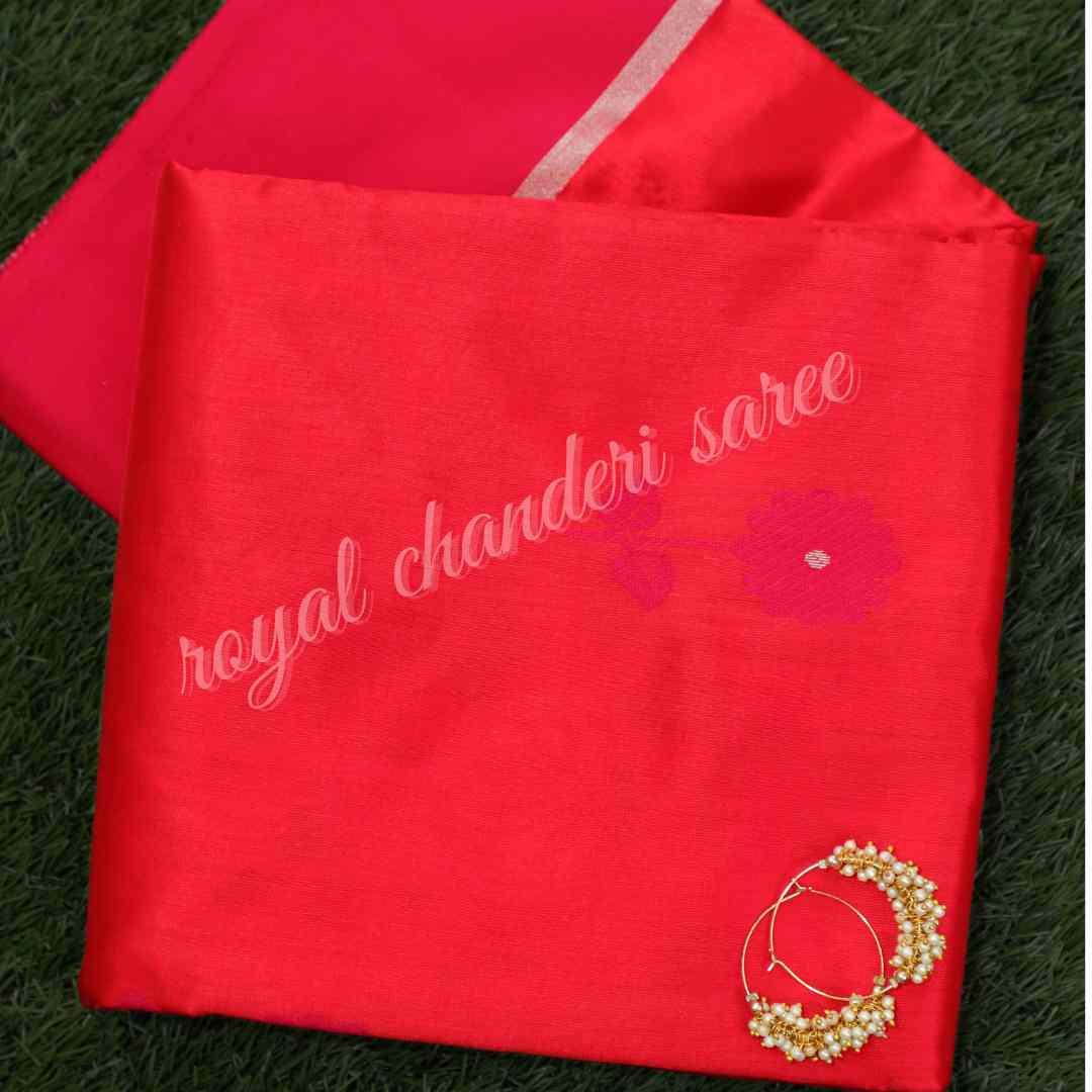 Red And Pink Karishma Kapoor Chanderi Silk Saree - Royal Chanderi Saree