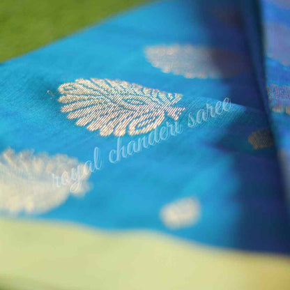 Sky Blue Chanderi Silk Cotton Saree