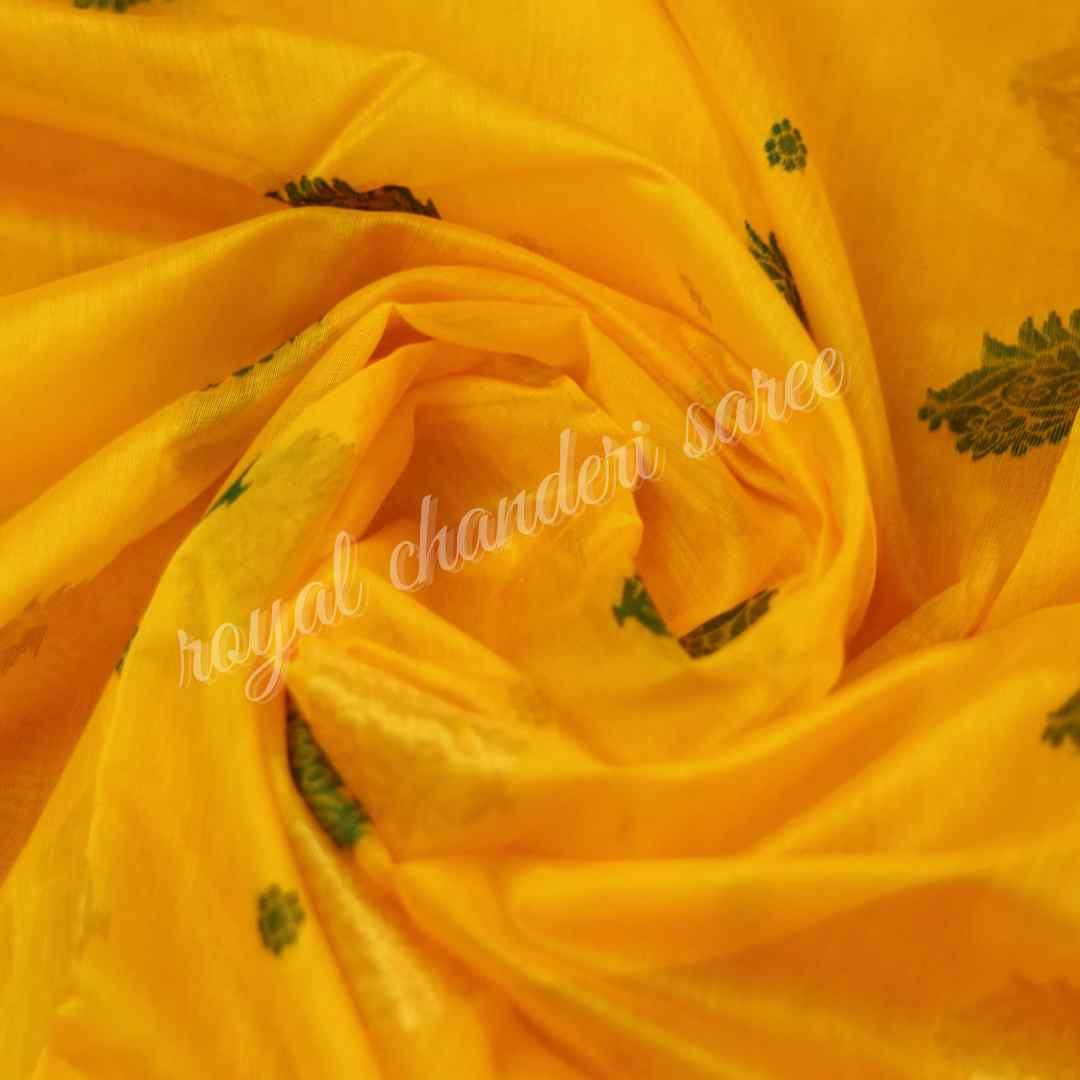 Yellow Chanderi Silk Cotton Saree - Royal Chanderi Saree
