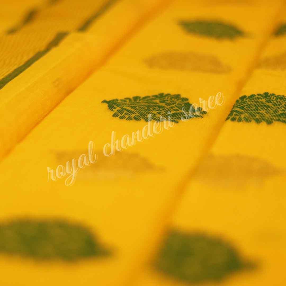 Yellow Chanderi Silk Cotton Saree - Royal Chanderi Saree