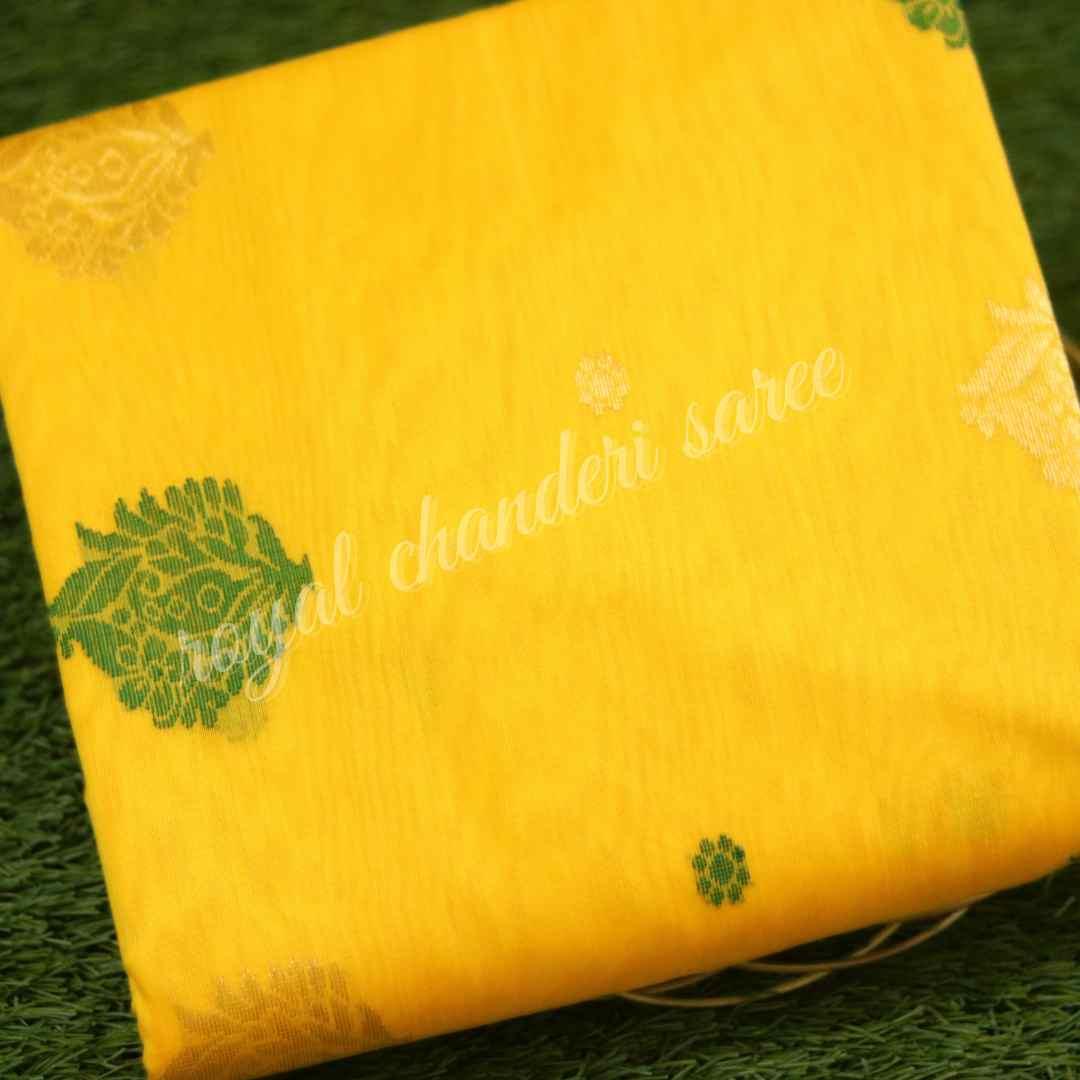 Yellow Chanderi Silk Cotton Saree - Royal Chanderi Saree