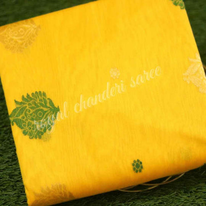 Yellow Chanderi Silk Cotton Saree - Royal Chanderi Saree